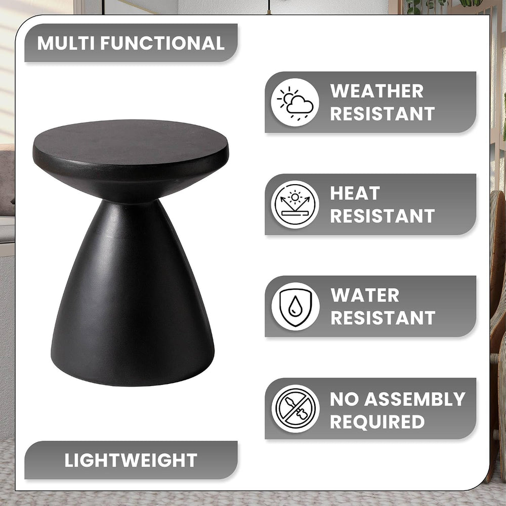 LeisureMod Modern Side Table Lightweight Fiberstone Top 20" Round Accent...