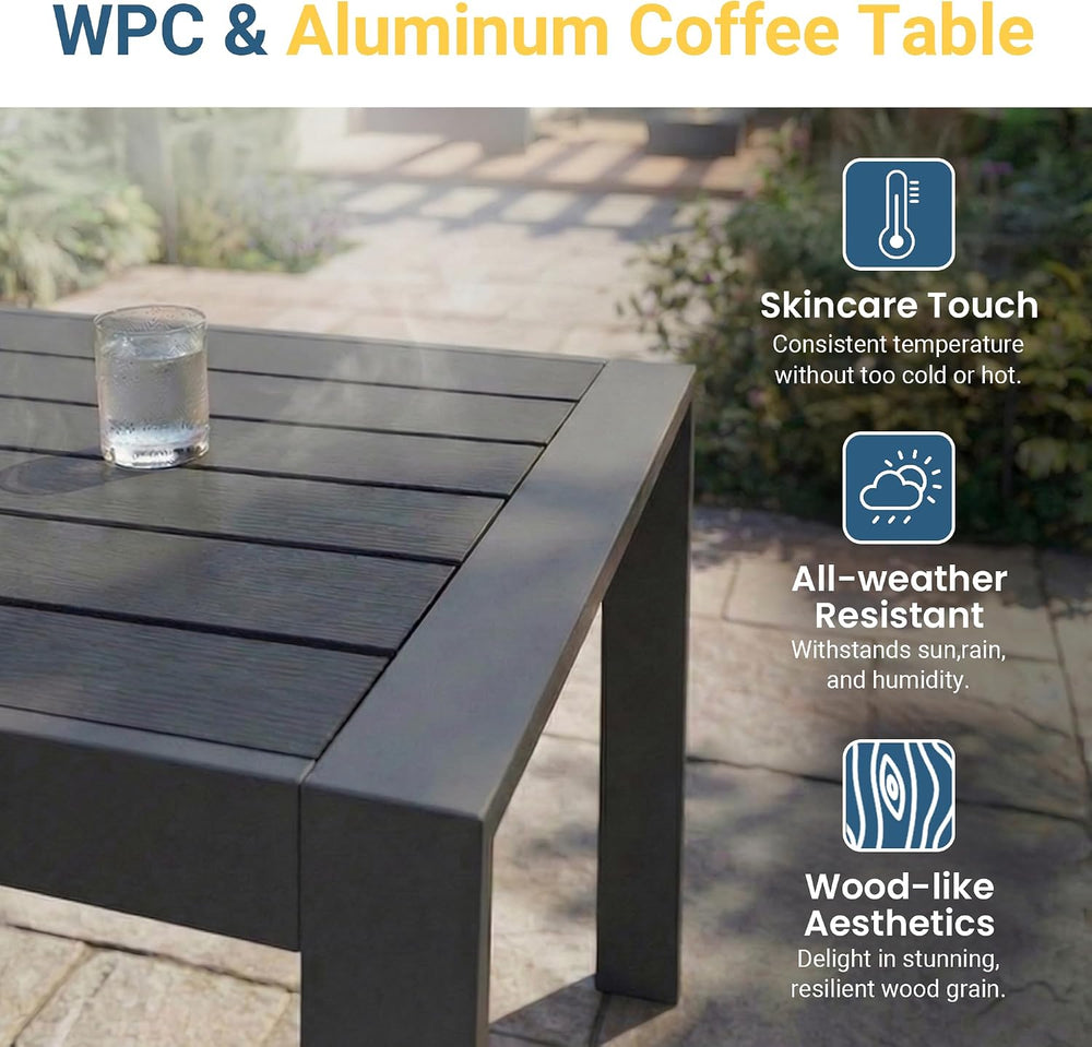 7 Seats Patio Furniture Set, Aluminum Patio Sofa with 10" Back Cushion