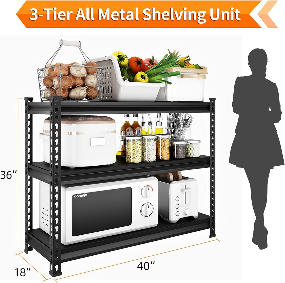 3-Tier Garage Shelving Heavy Duty,40”W x 18”D x 36”H Metal Shelving Unit,1320...
