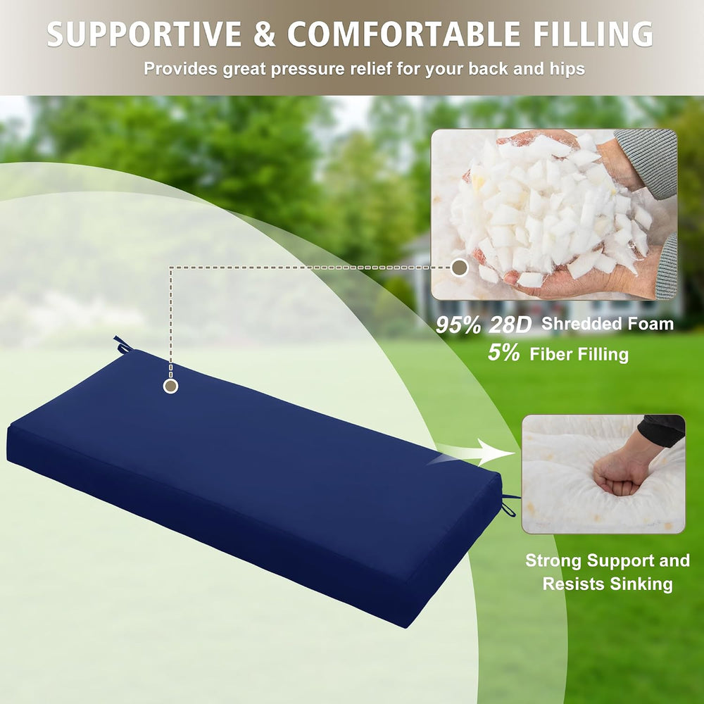 Outdoor Bench Cushion Waterproof 48"x18" – Fade-Resistant Patio Fur...