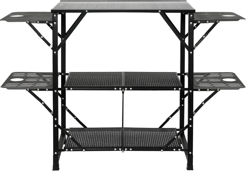 VEVOR Camping Kitchen Table, Aluminum Folding Portable Outdoor Cook Station w...
