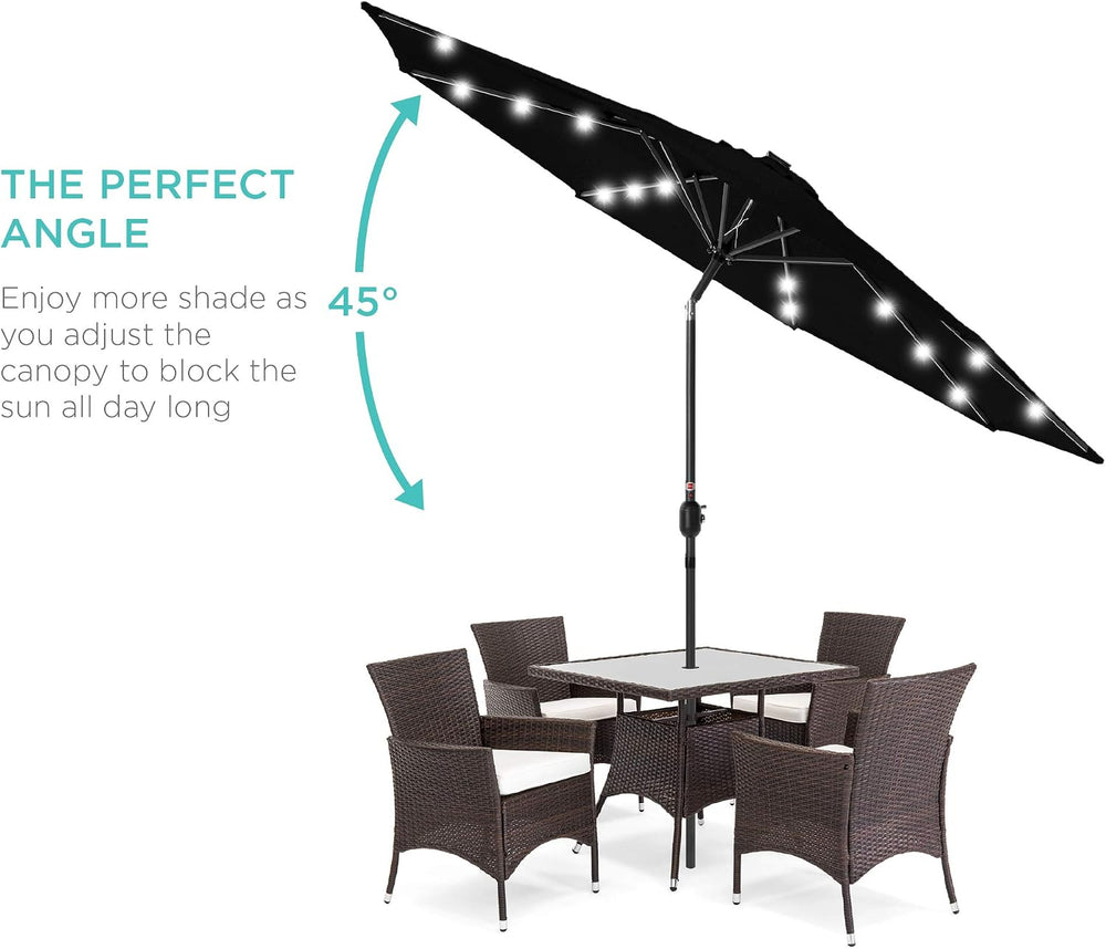 Best Choice Products 10ft Solar Polyester LED Lighted Patio Umbrella w/Tilt A...