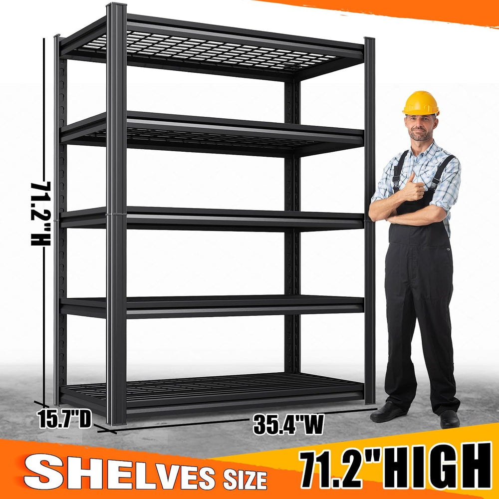 71"H Garage Shelving-3000LBS 5 Tier Storage Shelves,Adjustable Heavy Dut...