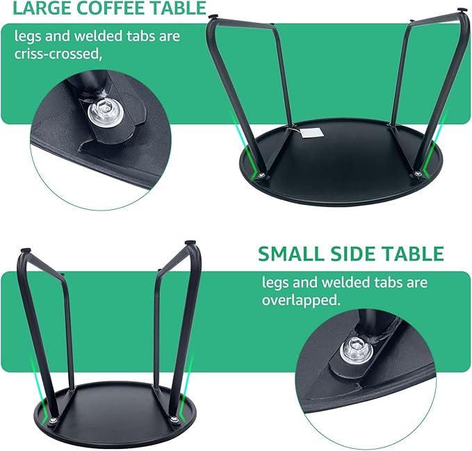 Patio Outdoor Coffee Table Set of 2, Weather Resistant Steel Round End Tables...