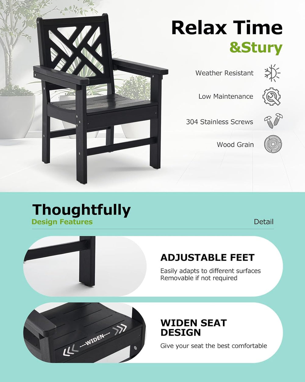 7 Piece HDPE Outdoor Dining Set for 6, Patio DHPE Furniture Set with Umberlla...