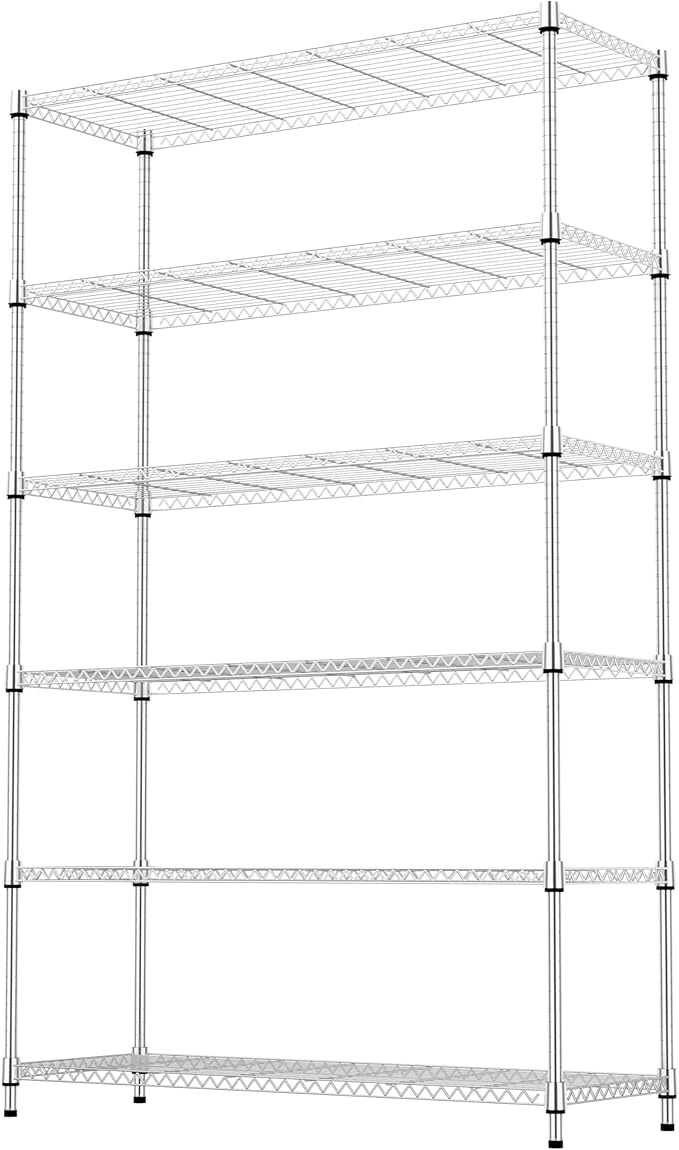 6 Tiers Storage Shelves Load 2100LBS, Metal Shelving Wire Metal Shelving Unit...
