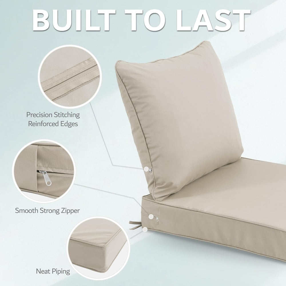 24x24 Inch Outdoor Chair Cushions Set of 2, Patio Furniture Cushions - Remova...