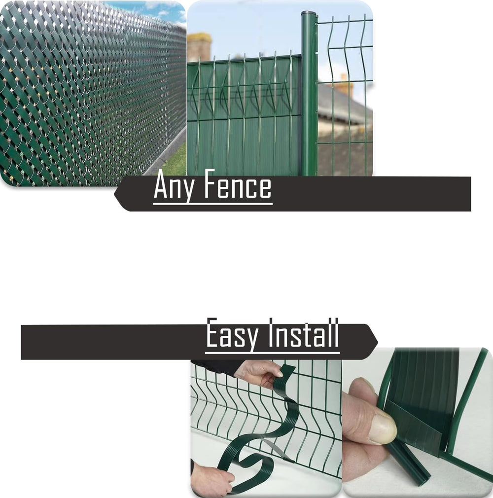 XKMT- Black View Blocking Privacy Tape Weave w/bracket For Chain Link Fence 7...