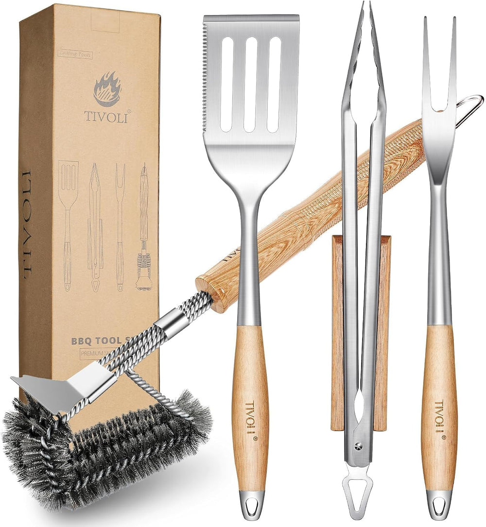 TIVOLI 4PCS Grilling Accessories Set - Heavy Duty BBQ Tool Set