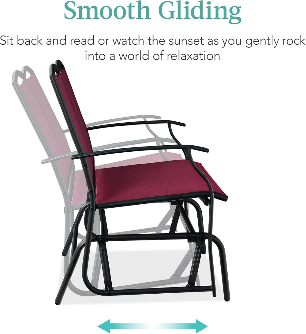 Best Choice Products 2-Person Outdoor Patio Swing Glider Steel Bench Loveseat...