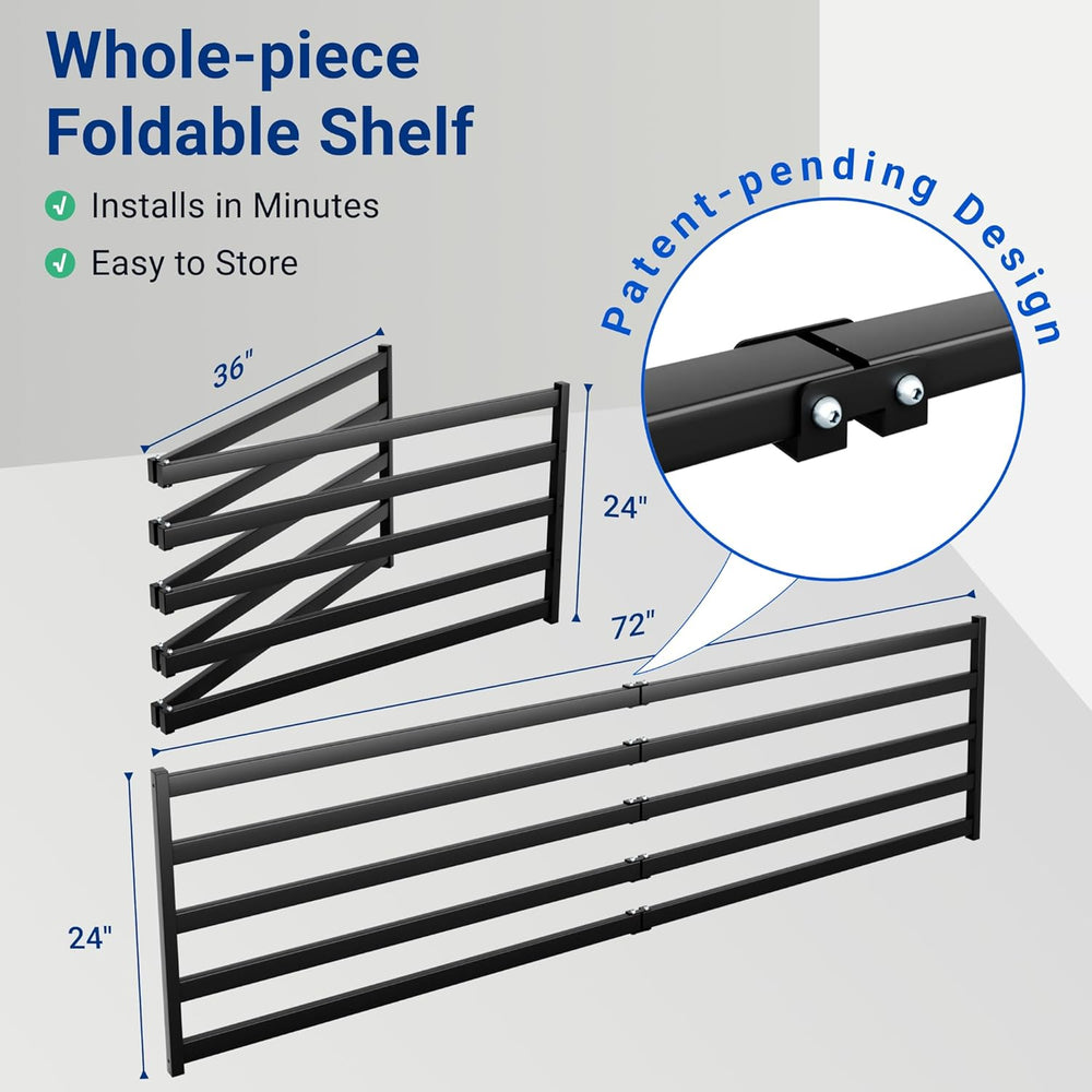 FLEXIMOUNTS 4-Pack 2x6ft Garage Wall Shelving with 8 Hooks, 1200lbs, Black