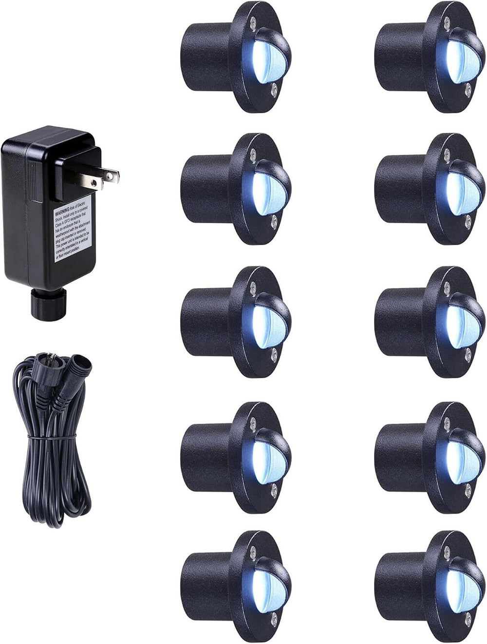 Yescom LumeStar 10-Pack 12V 7000K Cool White IP67 Outdoor Step Lights