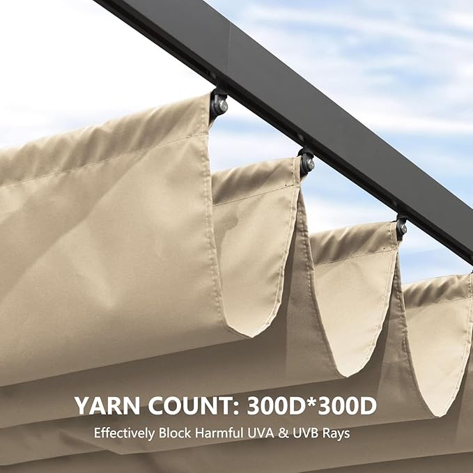 Pergola Shade Cover Replacement Canopy Top Compatible with 10 X 13 ft 6-Bar P...
