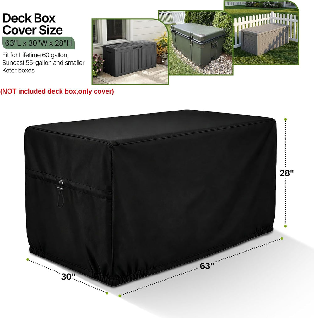 Deck Box Cover Waterproof,Patio Storage Box Cover 63"Lx30"Wx28"H