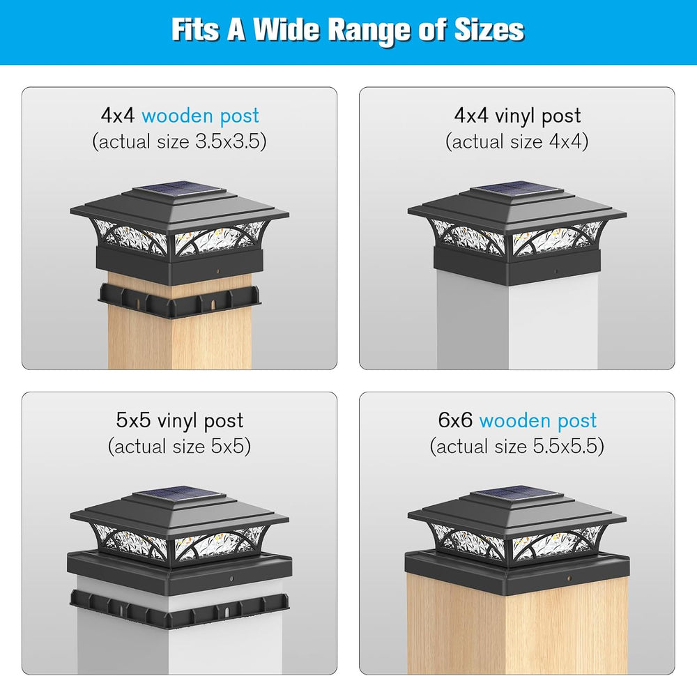 JOFIOS Post Cap Lights Outdoor 12pack, Black Deck Fence Post Lights Solar Pow...