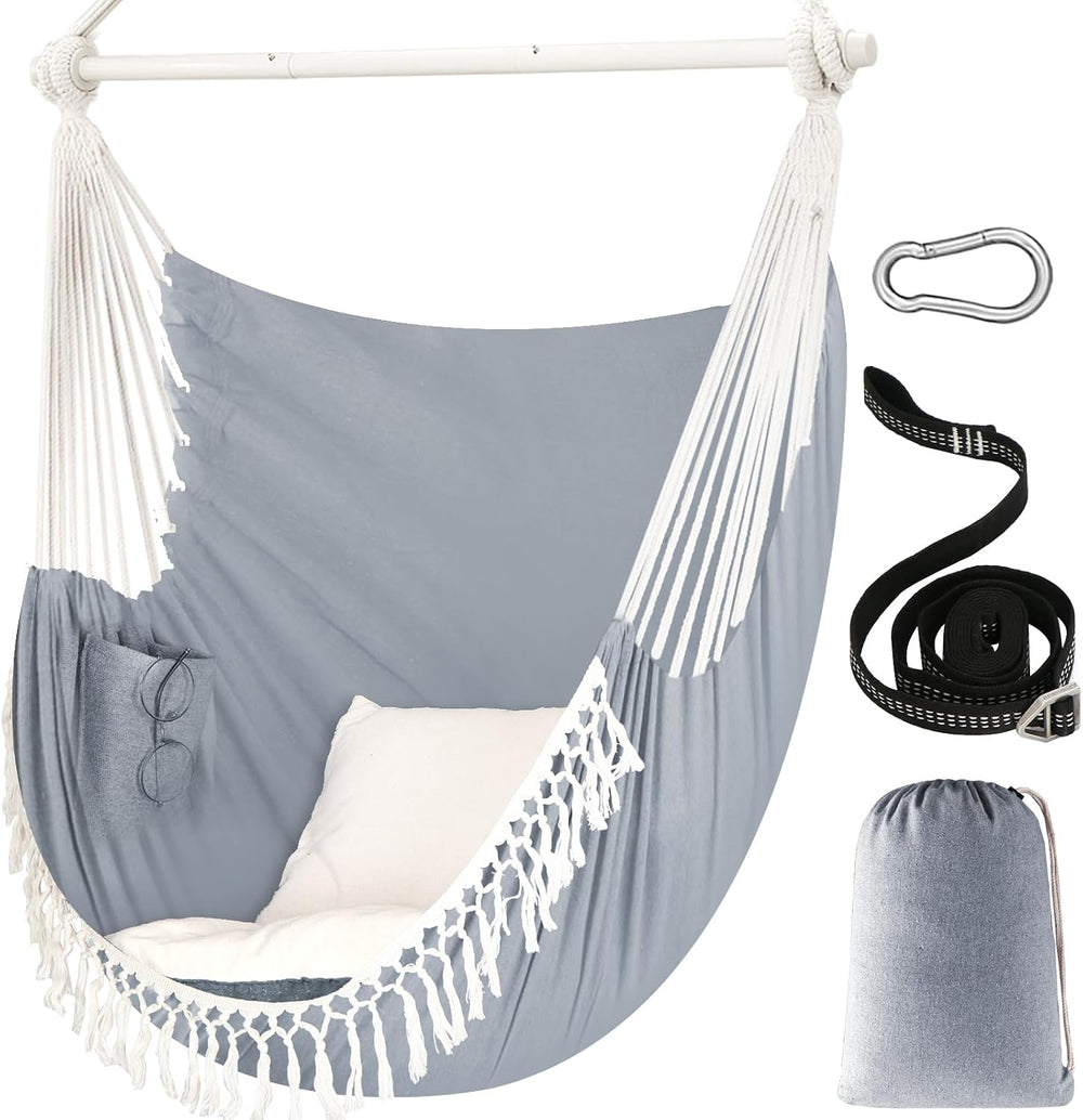 Chihee Hammock Chair 4.9ft x 3.9ft Max 500 Lbs 2 Cushions Strap Carabiner