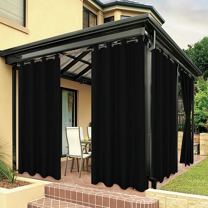 BONZER Outdoor Waterproof Curtains for Patio Privacy Grommet Light Filtering ...