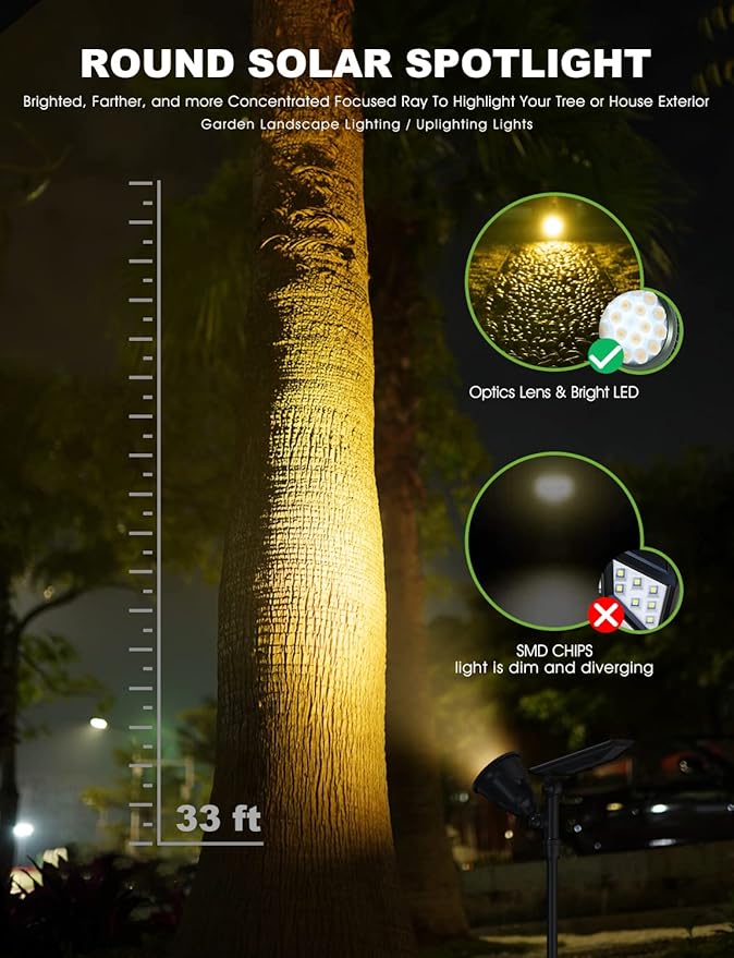 DBF Solar Lights Outdoor, 600LM Solar Spotlights Outdoor Waterproof, 2 Bright...
