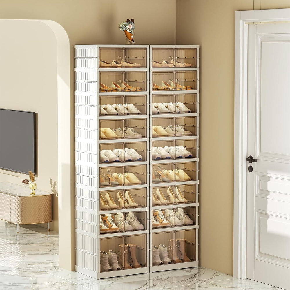 SYNCVIBE Collapsible Shoe Rack Organizer, 9 Tiers, 36 Pairs, 34.2" Wide