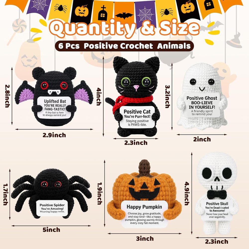 Mixweer 6 Pack Halloween Crochet Ghosts Positive Gifts for Adults