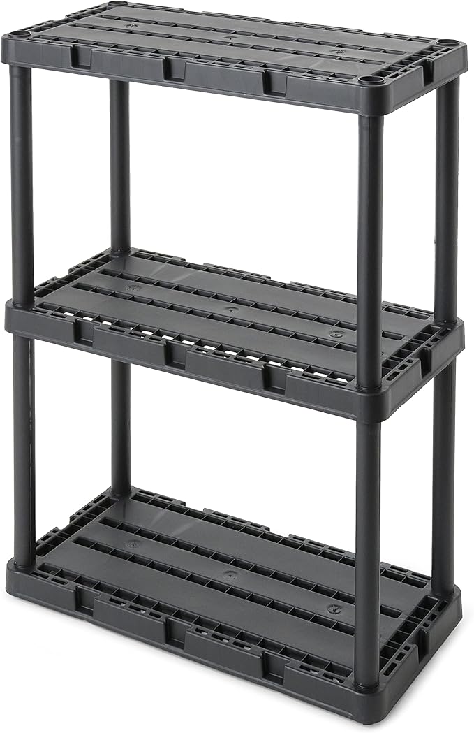 Gracious Living 4 Pack Light Duty Storage Shelves, Knect-A-Shelf 3-Shelf Vent...