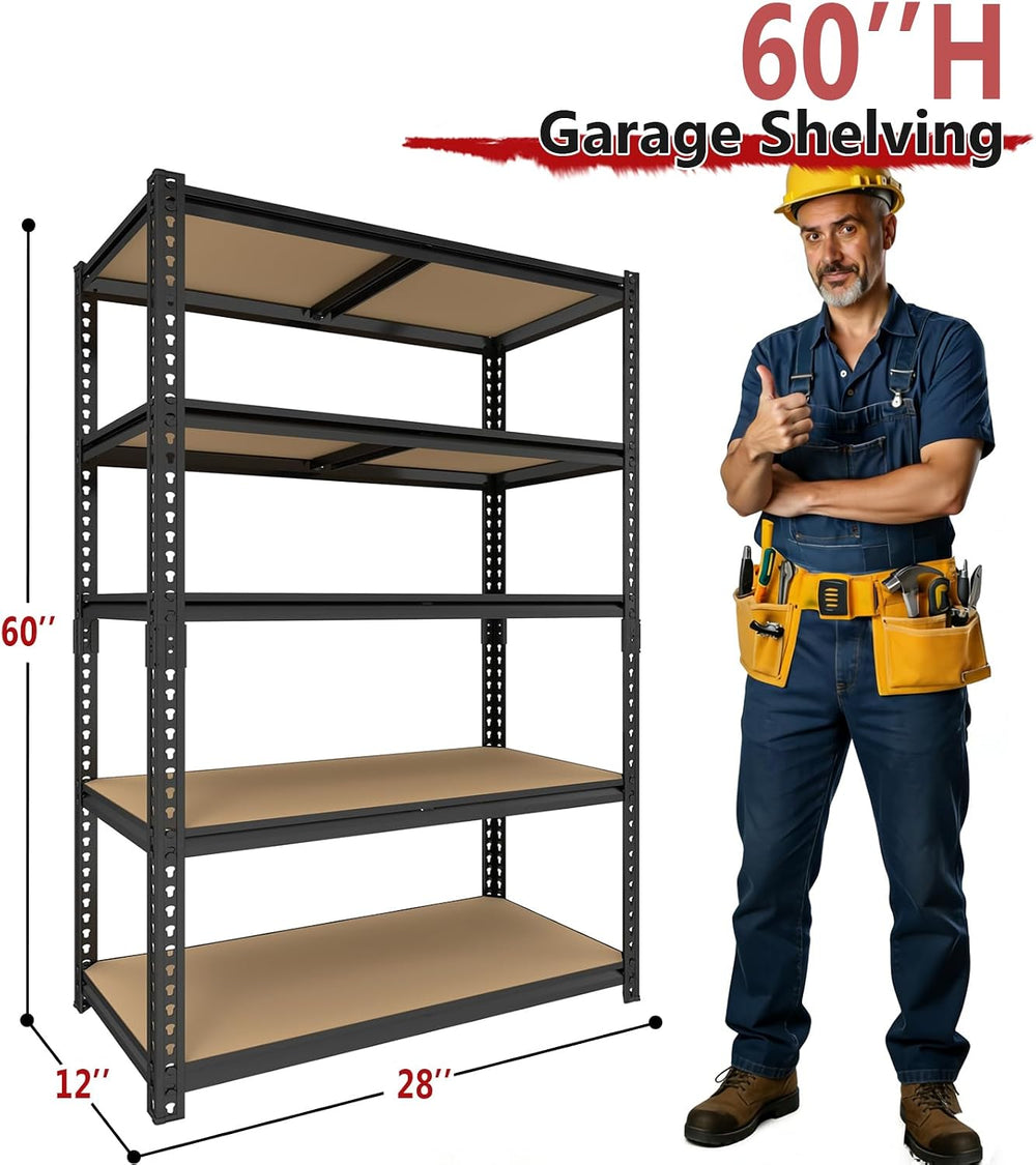 Heavy Duty Garage Shelving,5-Tier Garage Storage Shelves,2400LBS Storage Shel...