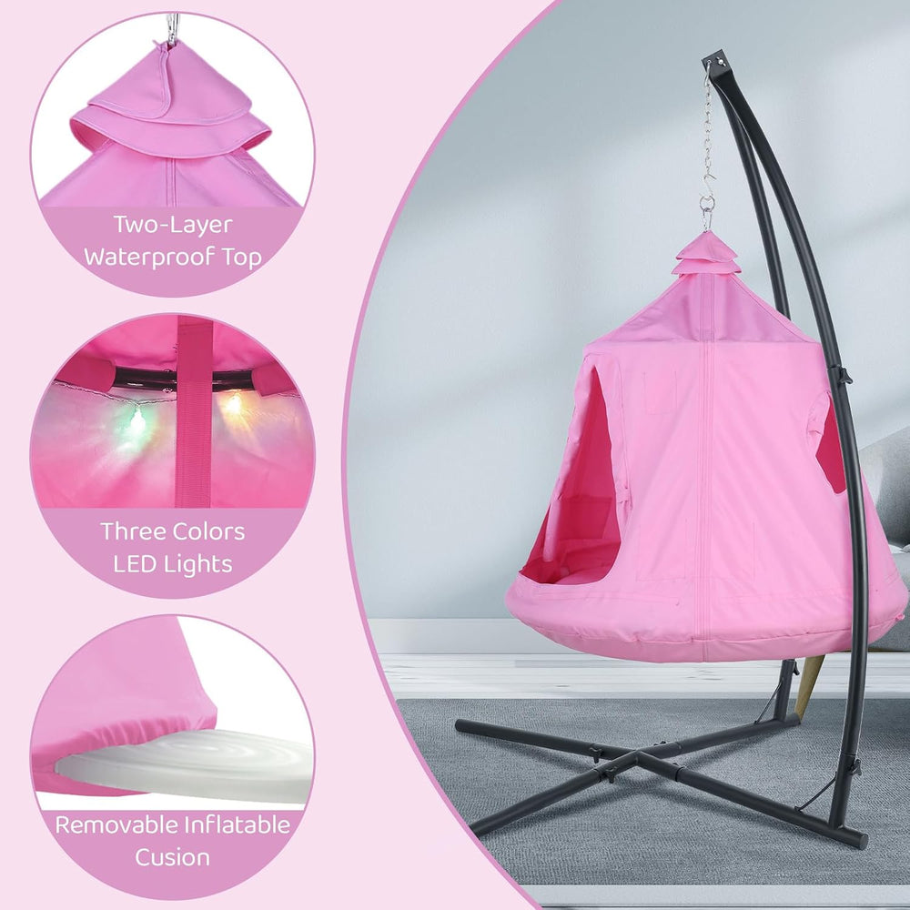 Hanging Hammock X-Stand w/Tree Tent, Swing Chair Stand w/Play Tent