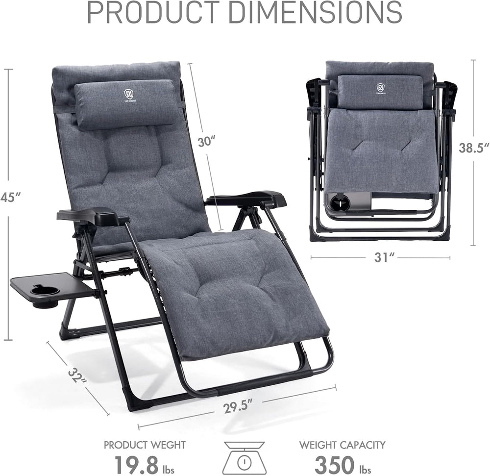 EVER ADVANCED Aluminum Zero Gravity Chair, 2.4" Padded, 350 lb Capacity ...