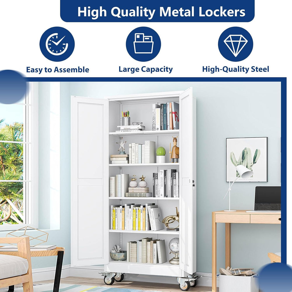 Ckzbx Metal Garage Storage Cabinet with Locking Doors and Adjustable Shelves,...