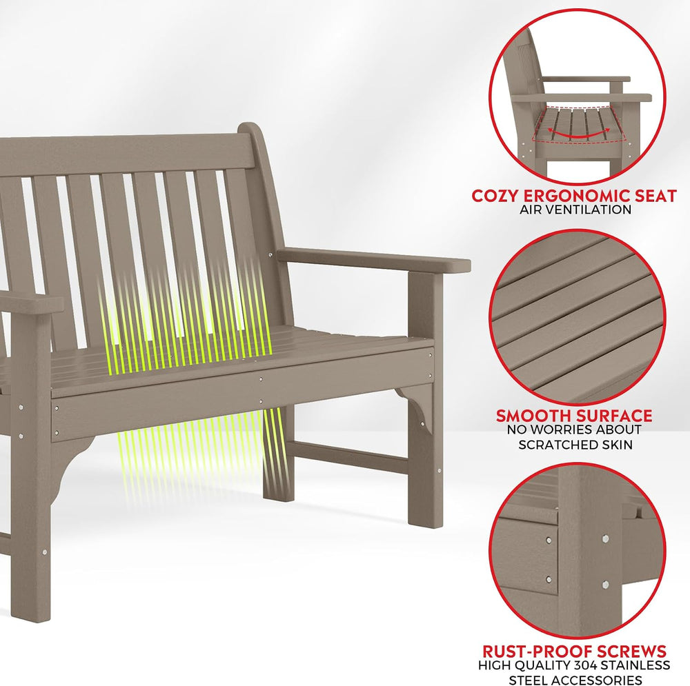 Garden Bench, Farmhouse Park Front Porch for Entryway Bench Outdoor Seating L...