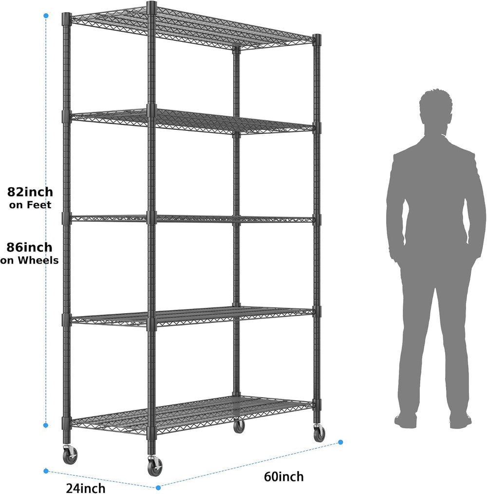 Homdox 5 Tier Storage Racks and Shelving, 24"x60"x82" Heavy Du...