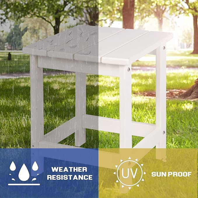 LZRS Adirondack Square Outdoor Side Table for Patio, Pool Composite Patio Tab...
