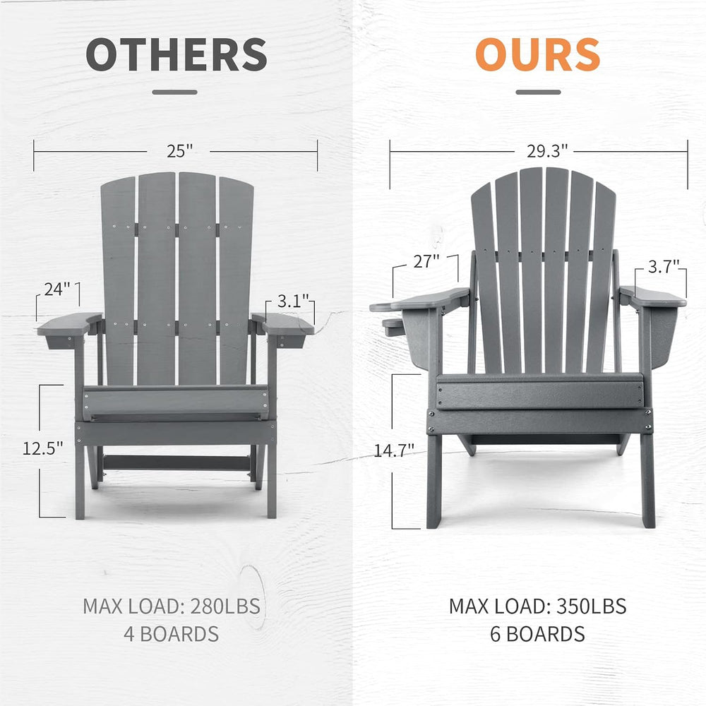 FUNBERRY Oversized Adirondack Folding Chair Set of 2, Fire Pit Chair 400LBS