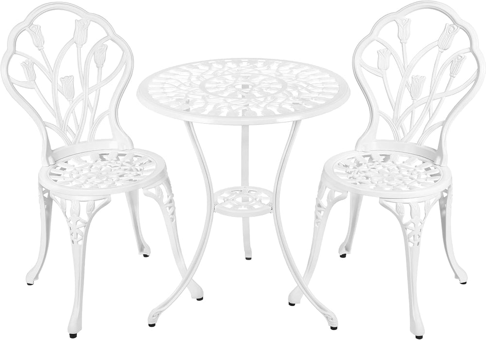 Patio Bistro Set 3-Piece Outdoor Cast Aluminum All Weather Rust-Resistant Bis...