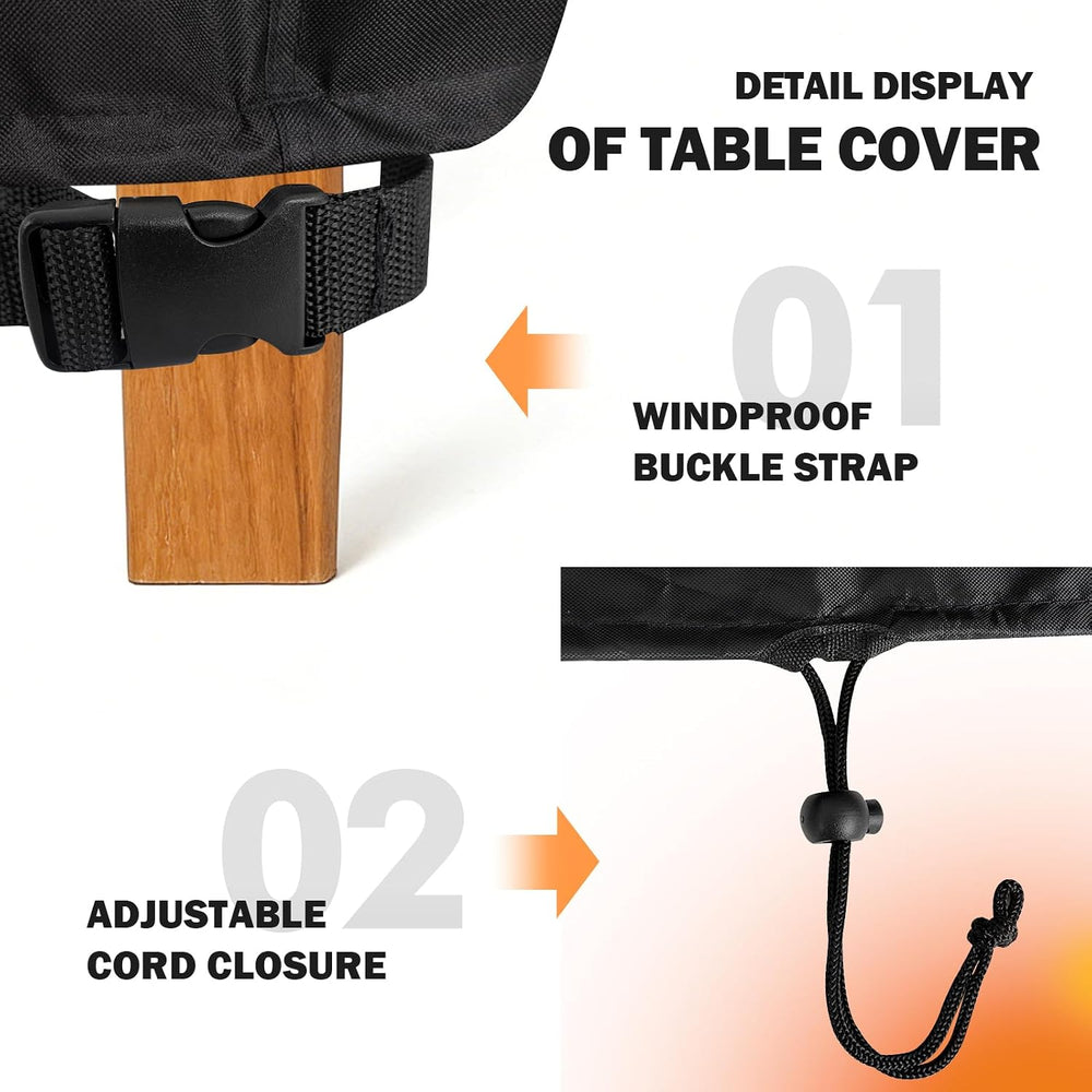 Waterproof Rectangular Patio Table Cover, 96" x 30" x 6", Black