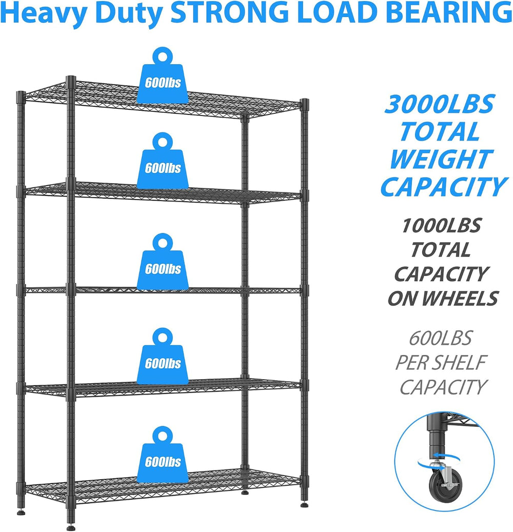 Homdox 5 Tier Storage Racks and Shelving, 24"x60"x82" Heavy Du...