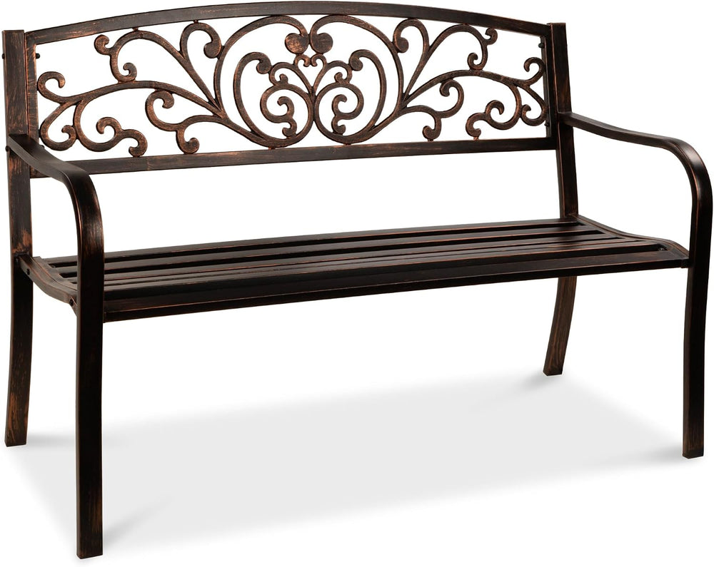 Best Choice Products Outdoor Bench Steel Garden Patio Porch Furniture for Law...