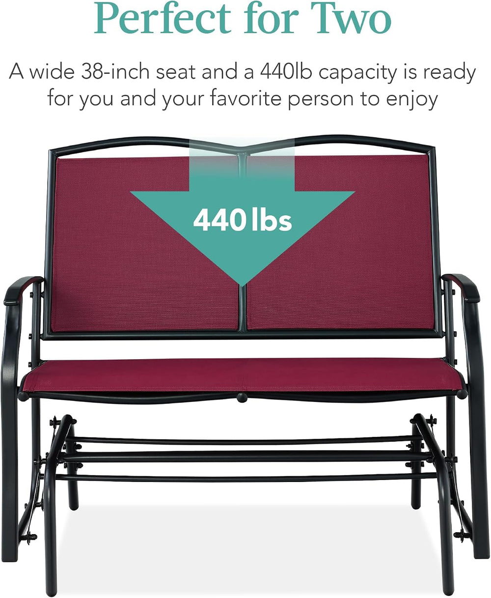 Best Choice Products 2-Person Outdoor Patio Swing Glider Steel Bench Loveseat...