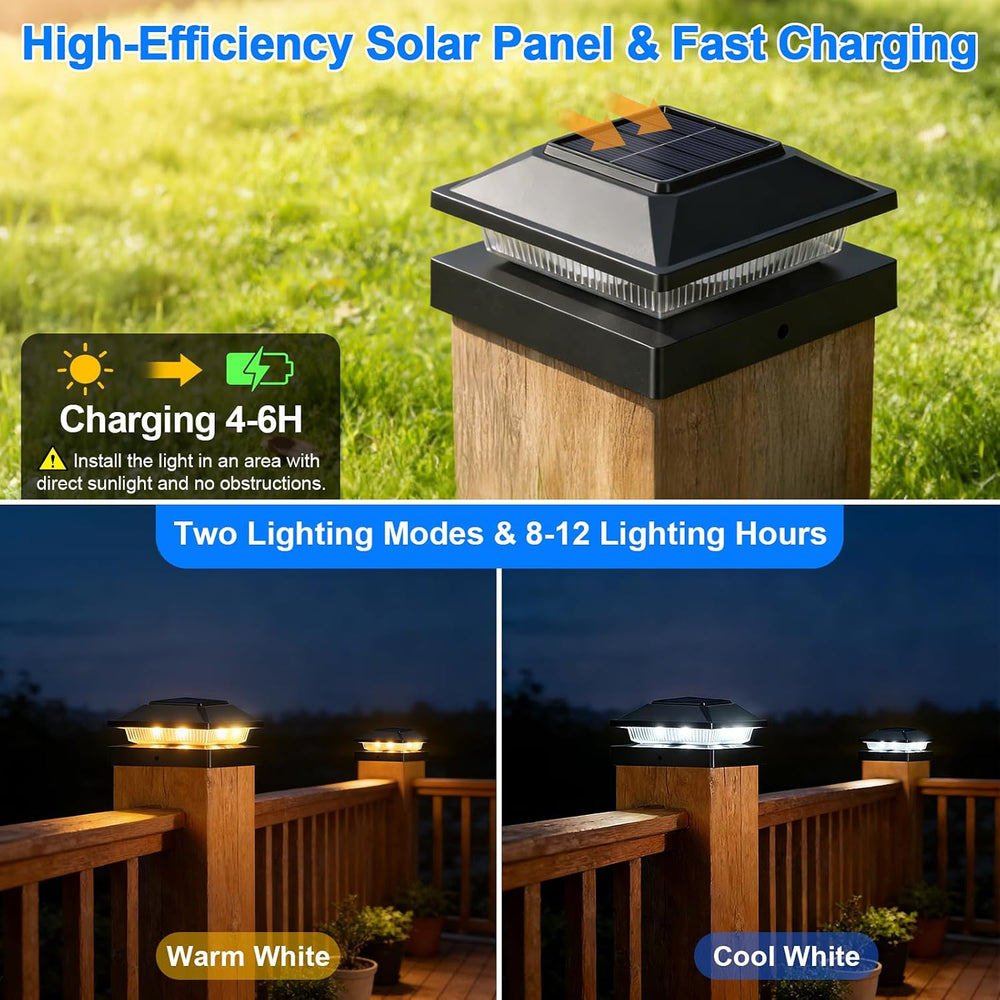 Brightever 4x4 3.5x3.5 Solar Post Cap Lights 8-Pack Black