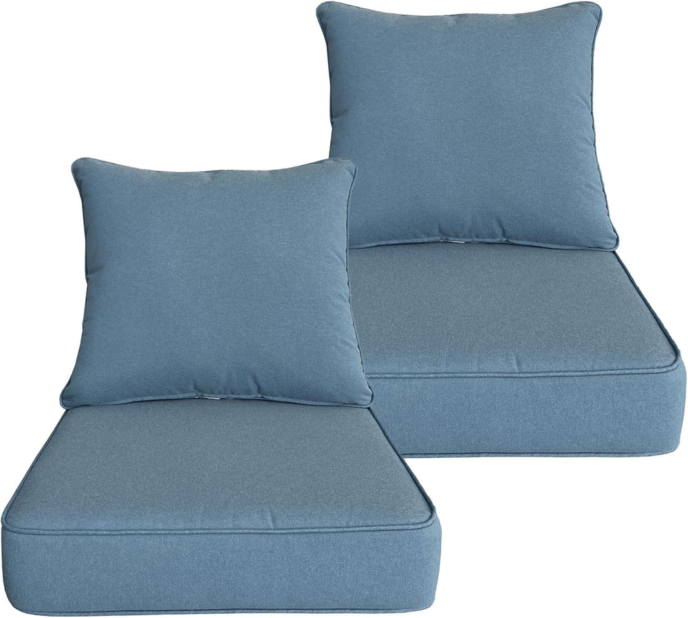 Goodgoods 24x24 Patio Deep Seat Cushions 2-Pack, 35D Foam, Light Blue