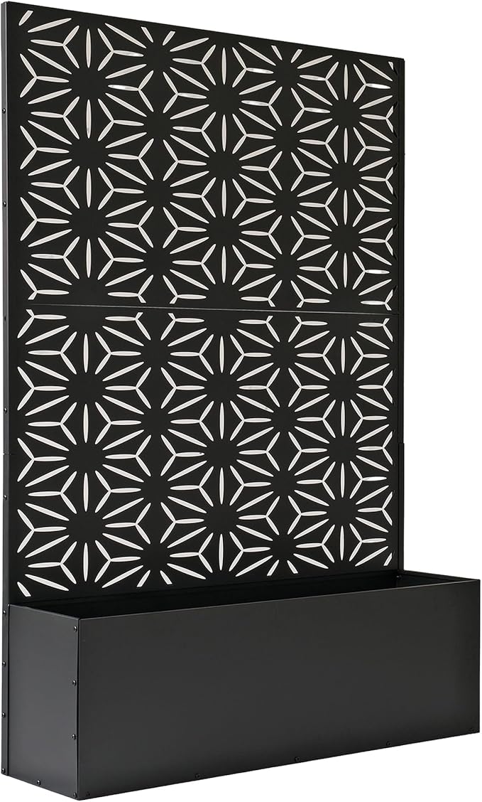Oakland Living 6 ft. X 4 ft. Black Freestanding Metal Privacy Screen Room Div...