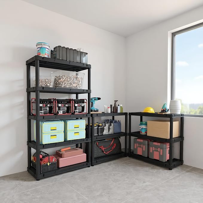 Plastic Storage Shelves, Plastic Heavy Duty Shelves 16.93" D x 35.43&quo...