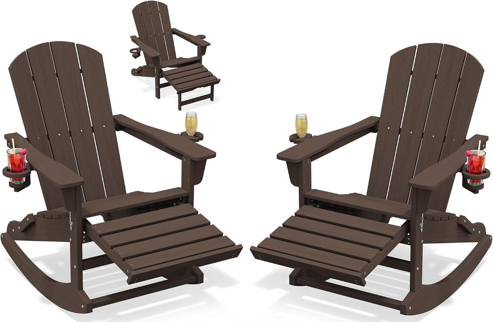 KINGYES HDPE Adirondack Rocking Chair Set of 2