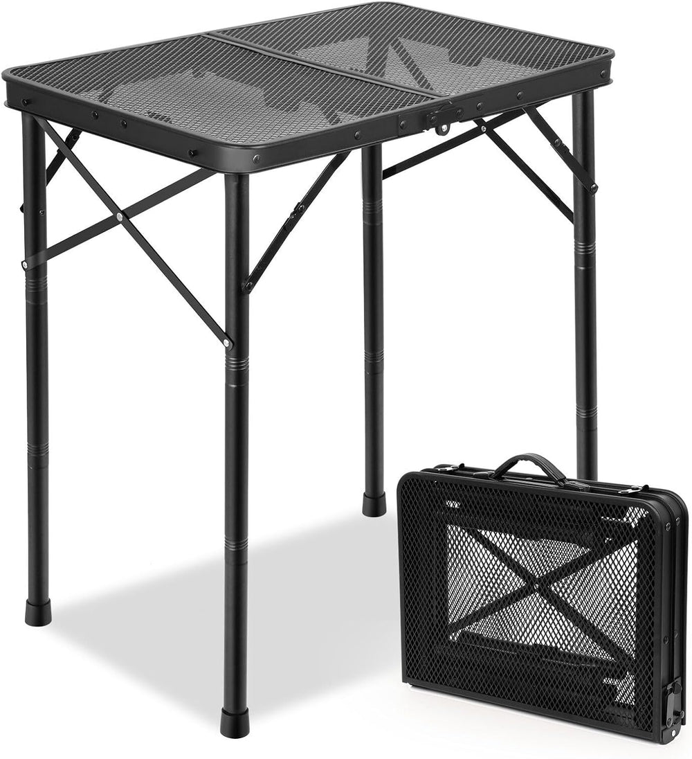 Folding Grill Table for Outside, 3 Height Adjustable,Small Camping Table with...