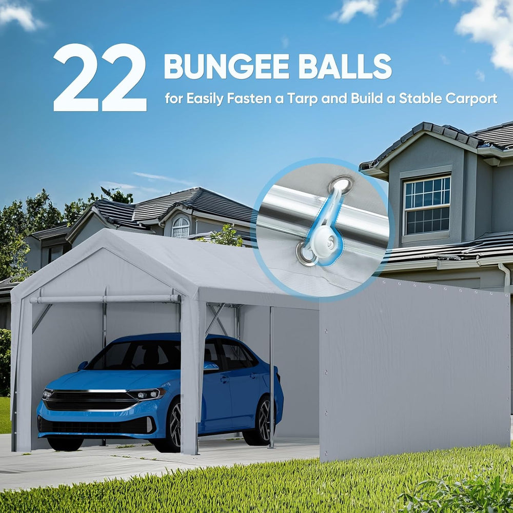 Quictent 20 ft Long Carport Replacement Sidewall with Bungee Balls