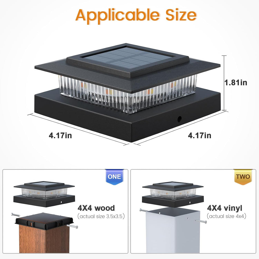 APONUO 6 Pack Solar Post Cap Lights Color Changing, Fits 4x4 Posts