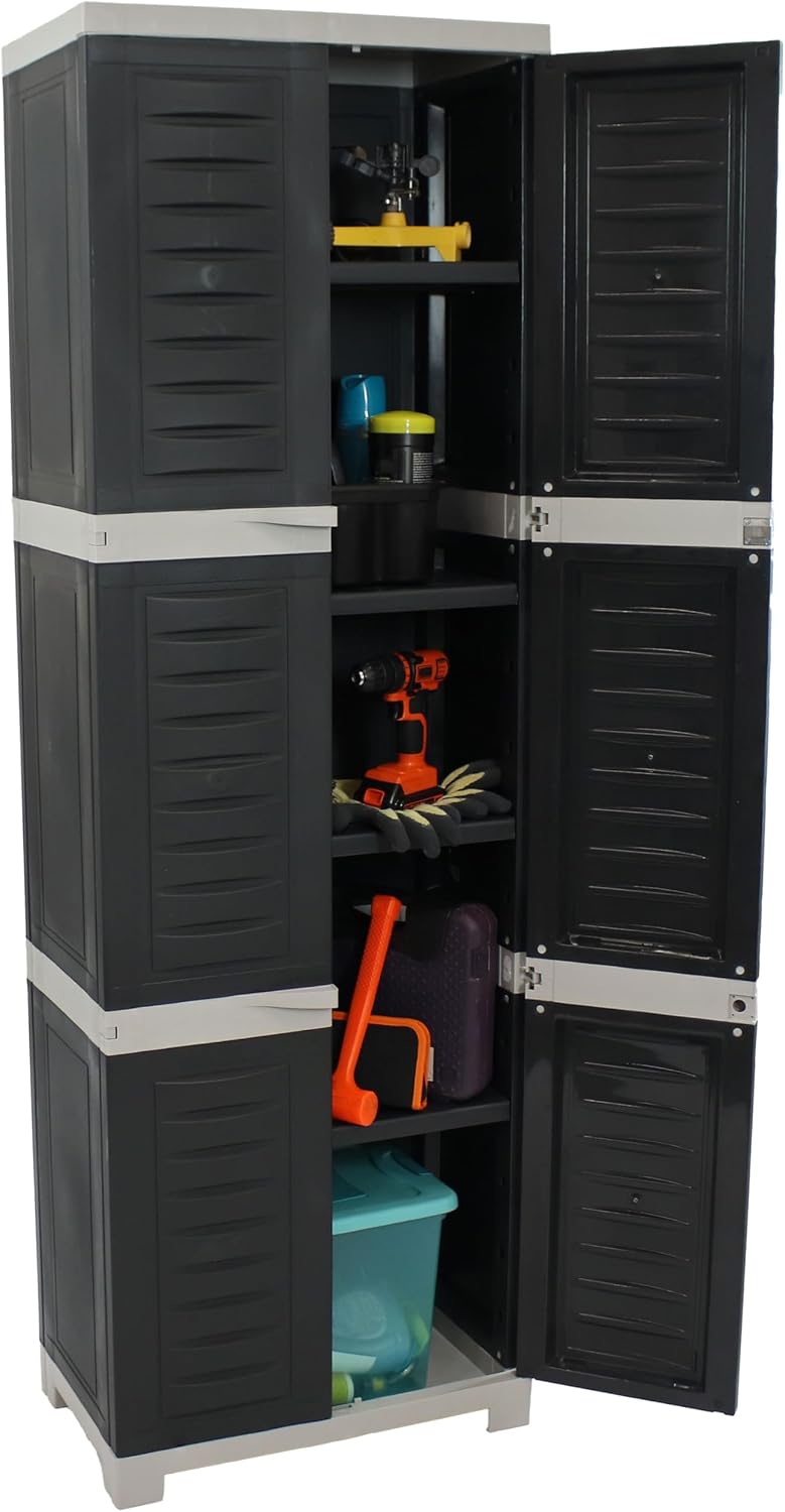 Sunnydaze 72" Garage Storage Cabinet with Locking Doors & Shelves, Gray
