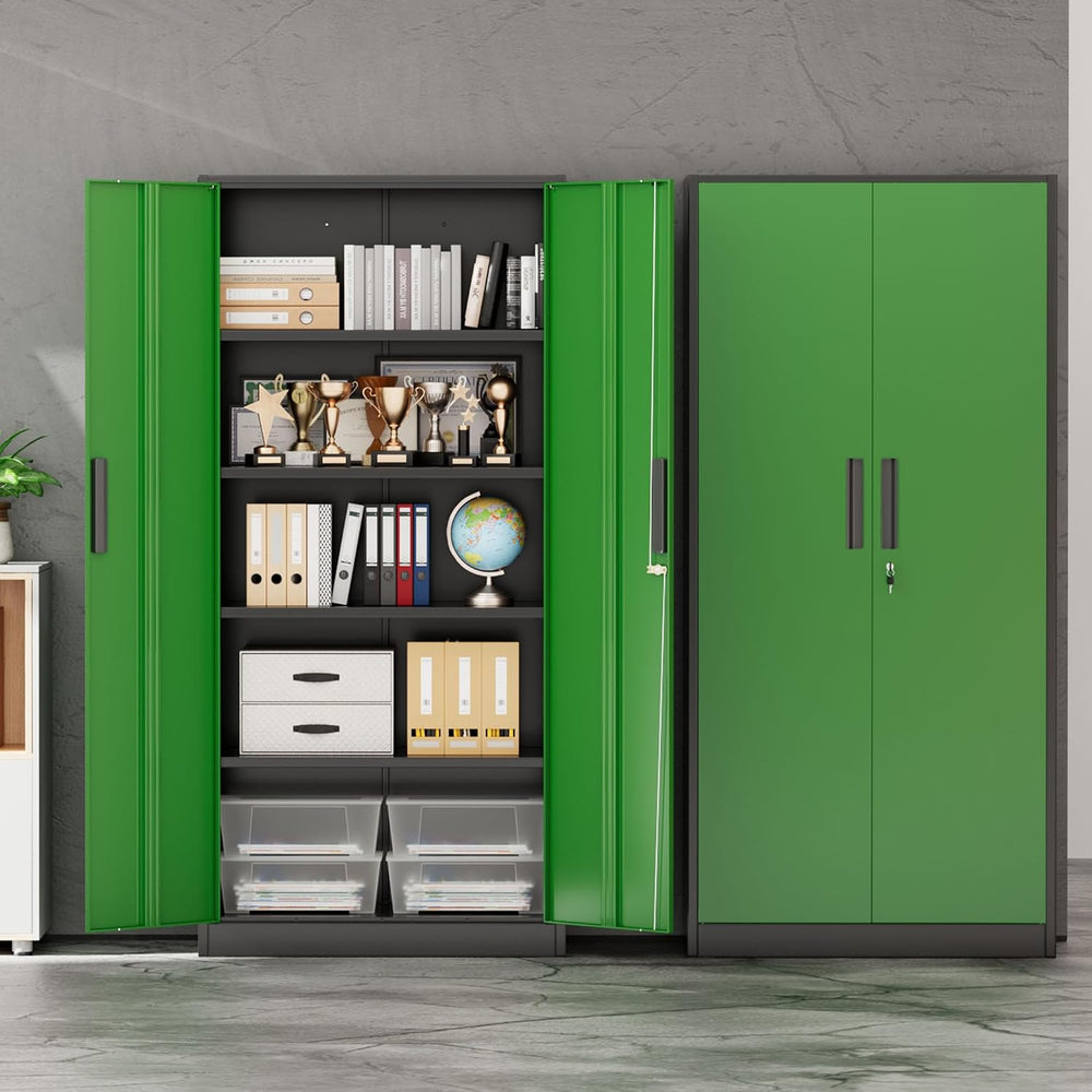Storage Cabinet with Doors and Shelves, Metal Garage Storage Cabinets with Lo...