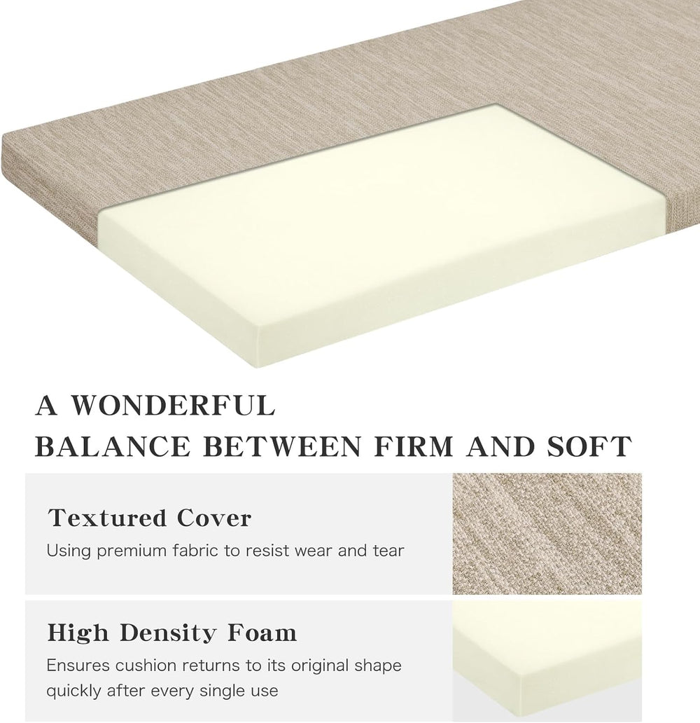 baibu 48 Inch Classic Solid Color Bench Cushion with Ties, Non-Slip Indoor Ou...