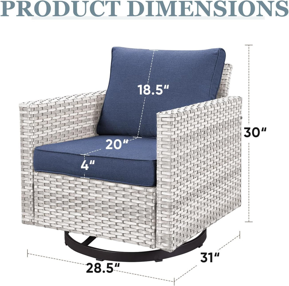 Outdoor Swivel Rocking Chairs,360 Degree Patio Swivel Glider Chair Set of 2 w...